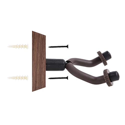 Guitar Wall Mount Hanger Walnut 4-Pack, Ohuhu Guitar Hanger Wall Hook Holder Stand for Bass Electric Acoustic Guitar Ukulele - Thumbnail 4