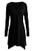 DUBACH Women 's Basic V-Neck Long Sleeve Irregular Hem Wine Red Loose Dress(Black,M)