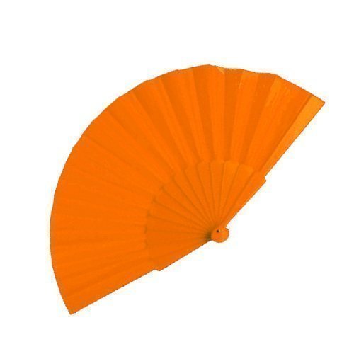 eBuyGB Folding Handheld Pretty Hand Fan Wedding Party Accessory Pocket Sized Fan For Wedding Gift, Party Favors, DIY Decoration, Summer Holidays, Home Décor, Orange