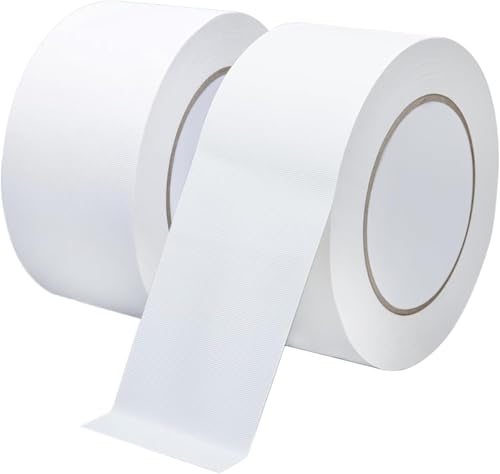 2 Roll White Duct Tape Heavy Duty Waterproof, 7.5 Mils Thickness Strong Adhesive Sticky, No Residue, Easy Tear by Hand for Home Repairs Indoor Outdoor Crafts Packing HVAC (White, 5cm*10m)