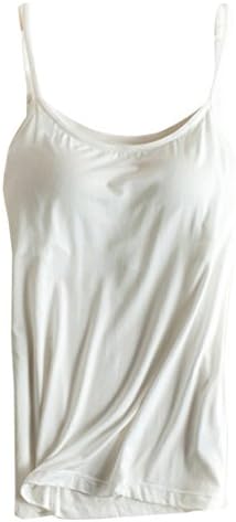 Lacostew Women's Modal Padded Spaghetti Straps Sleeveless Camisole Tank Top White L