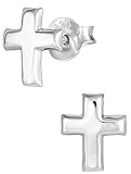 .925 Sterling Silver Hypoallergenic Little Cross Stud Earrings for Girls (Nickel Free)