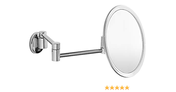 Inda AV058LCR Hotellerie - Espejo ampliador de Pared Redondo con Doble Brazo articulado, latón, Cromado, 40 x 20 x 20 cm