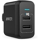 Anker 24W Dual USB Wall Charger PowerPort 2 (with Foldable Plug) for iPhone SE / 6s / 6 / 6 Plus, iPad Air 2 / Pro / mini 3, Galaxy S7 / S7 Edge / S6 / S6 Edge / Edge+, Note 5, LG G5 and More