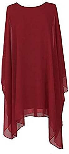 Womens Ladies Oversized Lined Plain Kaftan Chiffon Baggy Batwing Langenlook Summer Dress Tunic Italian Curved Hem Top (One Size UK 12-20 EU 40-48)