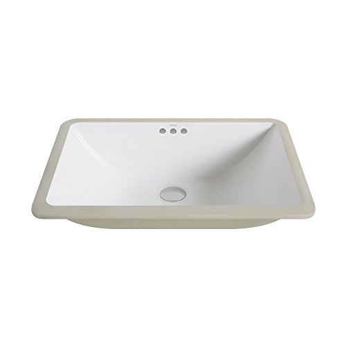 Buy Cheap Kraus KCU-251 Elavo Ceramic Large Rectangular Undermount Bathroom Sink with Overflow, Whit...