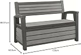 Keter Hudson Bench 2-in-1 Garden Storage Box Seat 227L Anthracite Weatherproof view 3
