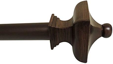 Ukeen Decorative Curtain Rod, Adjustable Curtain Rod ,Drapery Rod, Includes Beautiful Single Rod &amp;Two (2) Wood Color Resin Finials&amp;Adjustable Brackets, 1'' Diameter ,Comes in 3 Sizes