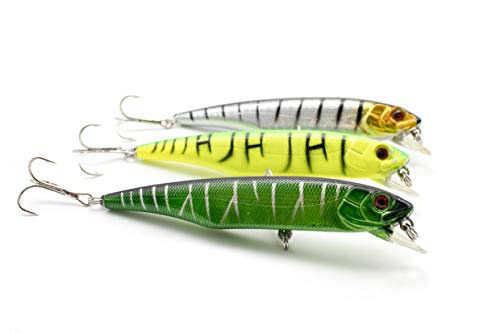HUNTIC Minnow Wobbler Set 3 Stück Kunstköder + Fischköderbox | 10,5cm | 15,5g | Angelköder sinkend - Raubfischangeln wie… – Bild 4