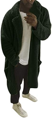 2DXuixsh Mens Winter Casual Faux Hoodie Fuzzy Zip Up Fleece Jacket Open Front Warm Long Cardigans Coat with Pockets