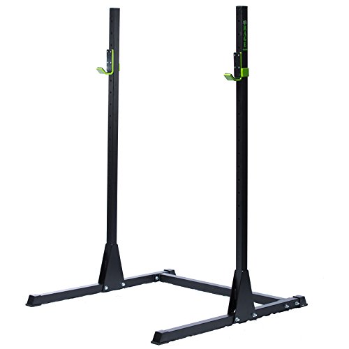 RAGE Fitness Adjustable Squat Rack, Bench Press Rack, 2″ x 2″  11 gauge steel construction