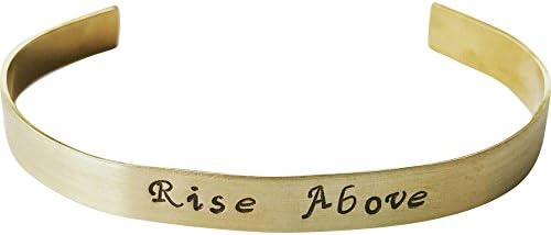 Rise Above Inspirational Cuff Bracelet Hand Stamped Mantra Yoga Jewelry 1/4" Brass