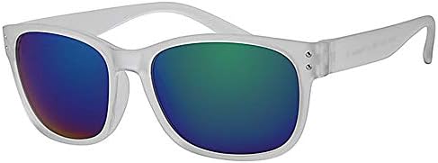 Eyewear World Sunglasses Blue Mirror Lens, Transparent Smoke White Frame