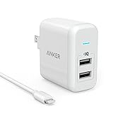 Anker 24W Dual USB Wall Charger PowerPort 2 with Foldable Plug + 3ft Lightning-to-USB Cable for iPhone X/8/SE/6/6s/6 Plus, iPad Air 2/Pro/mini 3 and More