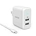 Anker 24W Dual USB Wall Charger PowerPort 2 with Foldable Plug + 3ft Lightning-to-USB Cable for iPhone SE/6/6s/6 Plus, iPad Air 2/Pro/mini 3 and More