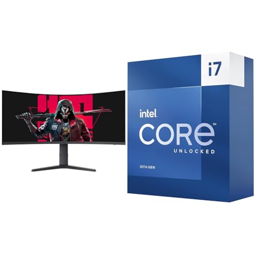 KOORUI 34 Inch Ultrawide Curved Gaming Monitor 165HZ, 1ms & Intel Core i7-13700K Gaming Desktop Processor 16 cores (8 P-cores + 8 E-cores) with Integrated Graphics - Unlocked, Black