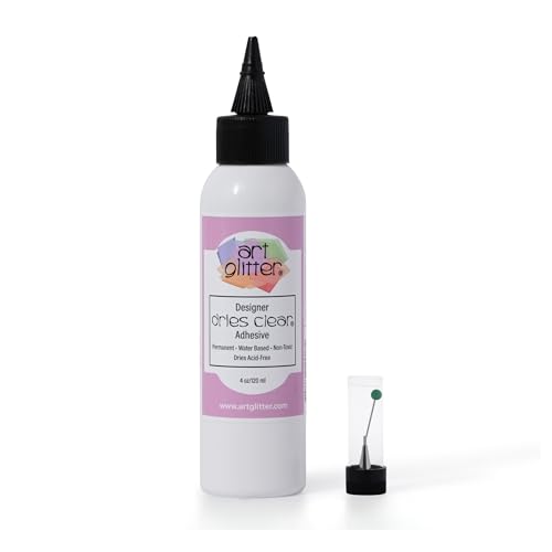 Art Institute Glitter Designer Dries Clear Glue, 4oz Bottle with Ultra Fine Met…
