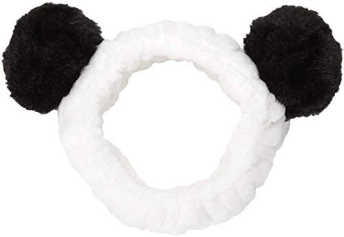Women Fashion Plush Headband Hair Loop Elastic Coral Fleece Hair Band with Cute Pompons for Makeup Shower and Cosplay