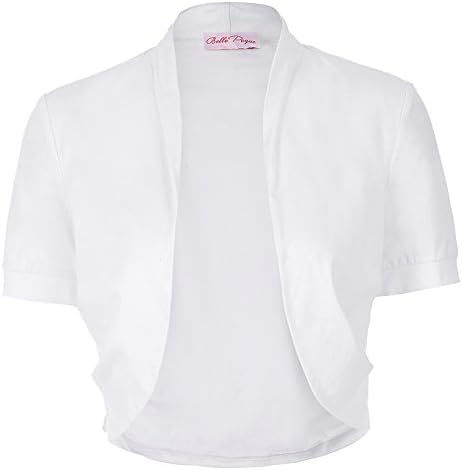 Belle PoqueWomen's Short Sleeve Shrug Open Front Cotton Cardigan Bolero Sweater Jacket for Dresses
