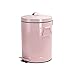 Bathroom Trash Can with Lid, Small Trash Can Wastebasket for Home Bedroom with Lid, Round Waste Bin Soft Close, Retro Vintage Garbage Metal Cans for Office, 5 Liter / 1.3 Gallon, Glossy Pink