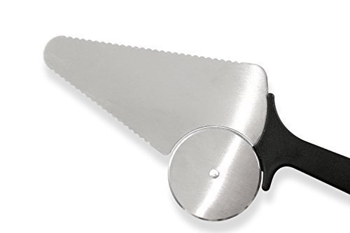 PATVEL - Best Premium Pizza Cutter – Super Sharp - Stainless Steel Blade Pizza Wheel Cutter and Server for Pizza, Pie, Bread – with 1 Stainless Steel Dinner Fork 5 inchs (Black)