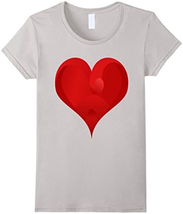Womens Big Red Heart T-shirt Large Silver
