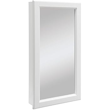 Design House 545111 Wyndham White Semi-Gloss Medicine Cabinet Mirror with 1-Door and 2-Shelves, 16-Inches Wide by 30-Inches Tall by 4.75-Inches Deep