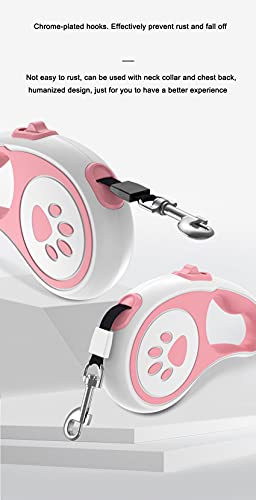 Retractable Dog Lead Extendable Heavy Duty Strong Dog Leash for Medium Large Dogs Up to 110lbs,Easy One Button Brake & Lock,360° Tangle-Free,16ft Strong Nylon Tape of Freedom and Protection (Pink)
