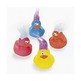 Fun Express Vinyl Crazy Hair Rubber Ducks - 12 Pieces