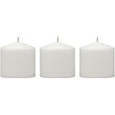 Stonebriar 3 Pack Tall 3 x 3 Inch 18 Hour Long Burning Unscented White Wax Pillar Candles