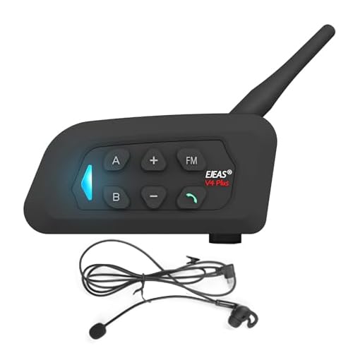 EJEAS V4C Bluetooth Headset Intercom for Referee, 4-way Communication System Waterproof 1500m Wireless Interphone With Noise Cancellation for Coach, Referee (1pc)