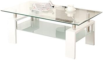 Tempered Glass Side Table Coffee Table In Living Room,White