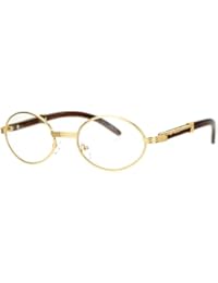 SA106 Art Nouveau Vintage Style Oval Metal Frame Eye Glasses Yellow Gold