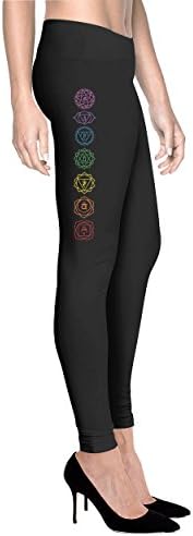 Printed Leggings Chakra Yoga Pants - Women Comfort Fit Legging - Black