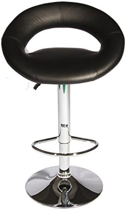 Allure Home Style - Black Bar Stool PU Leather Hydraulic Swivel Dinning Chair Barstools Set of 2 Pcs