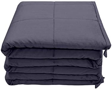 Hiseeme Washable Weighted Blanket 20 lbs for Adult Summer (60''x80'', Queen Size) 100% Cotton with Glass Beads (Dark Grey)