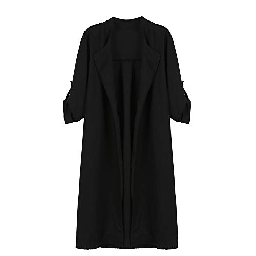 Womens Cardigan Duseedik Lady Open Front Trench Coat Long Cloak Jackets Overcoat Waterfall Black