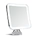 Sanheshun 7X Magnifying Lighted Travel Makeup Mirror, Locking Suction Mount, Battery Operated, Square