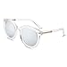 BLUEKIKI YEUX Women Polarized Sunglasses Vintage Oversized Round Mirror(Silver, 61)