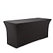 Buybility 6ft Spandex Fitted Tablecloth Premium 210 GSM Heavy Duty Weight Cover 72 x 30 Rectangular Table Black Elastic Pro 4 Way Stretch Vendor Event Trade Show Wedding Birthday Party DJ Kiosk