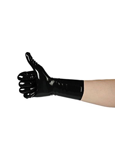 EXLATEX Rubber Secrets Short Latex Mixed Toes Wrist Gloves (Small,Black)