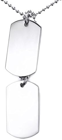 DIB (Free Engraving) High Polished Stainless Steel Plain Double Dog Tags ID Pendant Necklace, 28" Chain