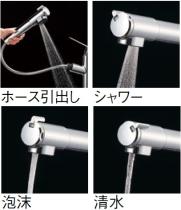 三栄水栓 キッチン用 シングル浄水器付ワンホールスプレー混合栓 カートリッジ内蔵