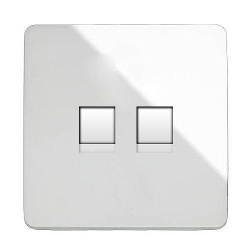 Trendi Switch Artistic Modern Glossy 2 Gang PC Ethernet Socket CAT 5e in White