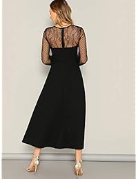 Verdusa - Vestido largo de malla con cuello acampanado para mujer