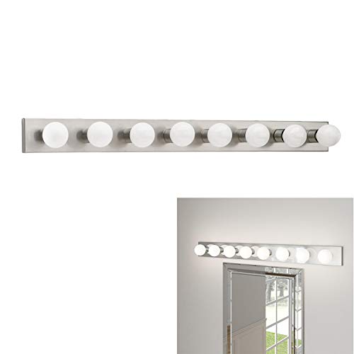 8 Light Bar Vanity Strip Brushed Nickel 48-in. Bathroom Hollywood Style Makeup Salon - Thumbnail 3