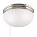 Westinghouse 6721000 Two-Light Flush-Mount Interior Ceiling Fixture with Pull Chain, Brushed Nickel Finish with Frosted Fluted Glass, Diameter: 8.75 Inches