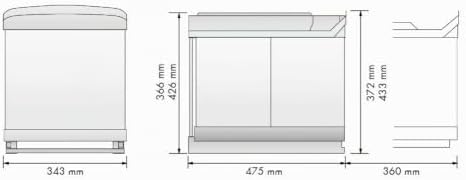 Cubo de Basura y Reciclaje extraíble - 2 Cubos incorporados de 21/21 ó 16/16 - para Mueble de Cocina, 16/16