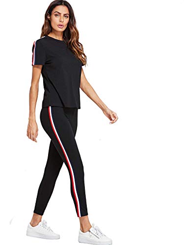 black pants with red stripe down the side