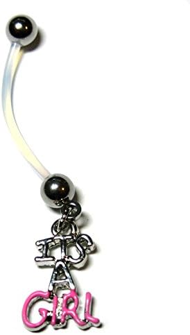 Maternity Piercings It's a. Steel Dangle Text Pregnancy Belly Button Ring Flexible Pregnant Theme Navel Ring for Boy or Girl